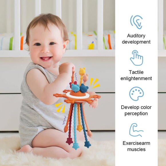Montessori Pull String Sensory Toy for 6-12-18 Months Babies Teething Toys(1 Set - Picture 11 of 13